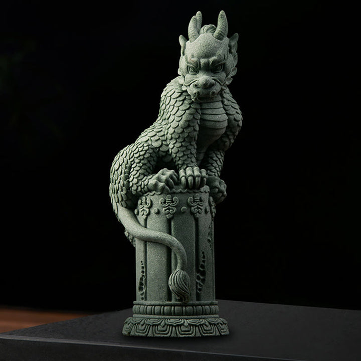 Buddha Stones Feng Shui, dragón sentado de pie, éxito, suerte, decoración del hogar