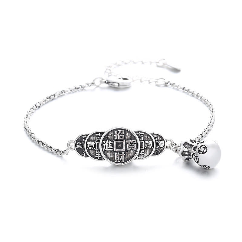 Pulsera de riqueza con bolsa de dinero y monedas de cobre con Buddha Stones