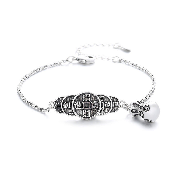 Pulsera de riqueza con bolsa de dinero y monedas de cobre con Buddha Stones