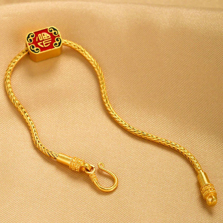 Buddha Stones tibetanas de oro de 18 quilates, Om Mani Padme Hum, pez Koi de la suerte, lingote de personaje Fu, moneda de cobre, pulsera de la paz