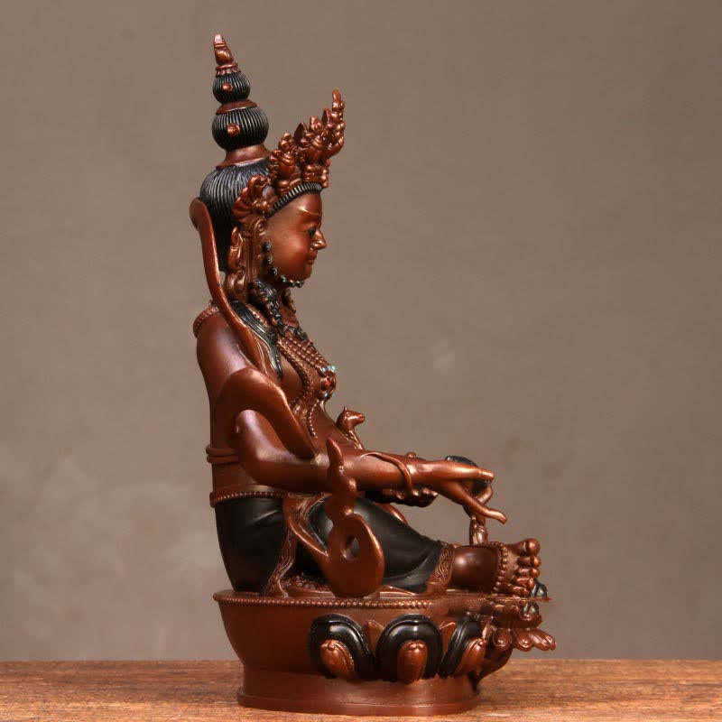 Estatuilla amarilla de Jambhala Bodhisattva, estatua de cobre de compasión, decoración para el hogar y la Oficina - image 4