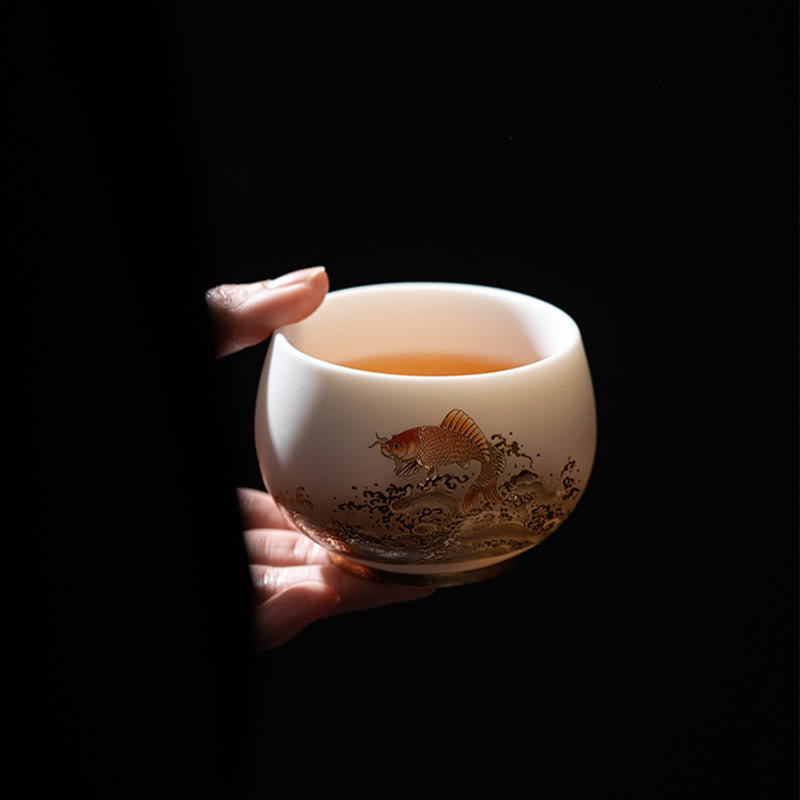 Buddha Stones , dragón Fénix, ciervo de loto, edificio antiguo, pez Koi, taza de té de cerámica, tazas de té de Kung Fu