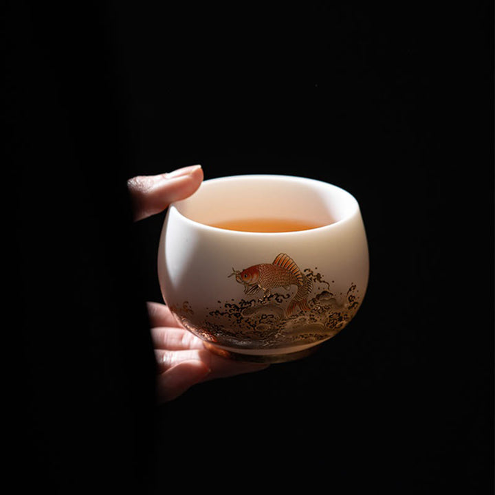Buddha Stones , dragón Fénix, ciervo de loto, edificio antiguo, pez Koi, taza de té de cerámica, tazas de té de Kung Fu