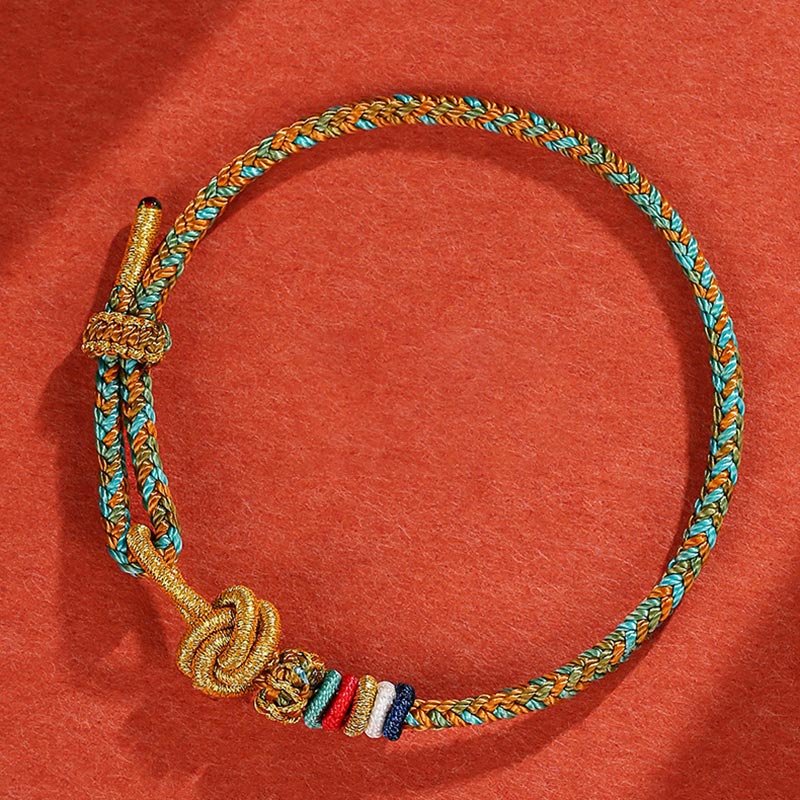 Pulsera de cuerda trenzada de protección de cuerda colorida Dunhuang hecha a mano con Buddha Stones