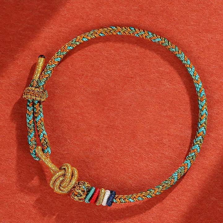 Pulsera de cuerda trenzada de protección de cuerda colorida Dunhuang hecha a mano con Buddha Stones