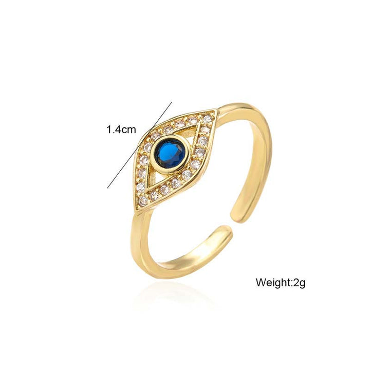 Anillo de cobre con bendición de protección contra el mal de ojo con Buddha Stones