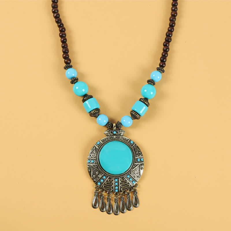 Accesorios para el cabello con borlas y cuentas retro tibetanas - Gota de agua azul - image 14