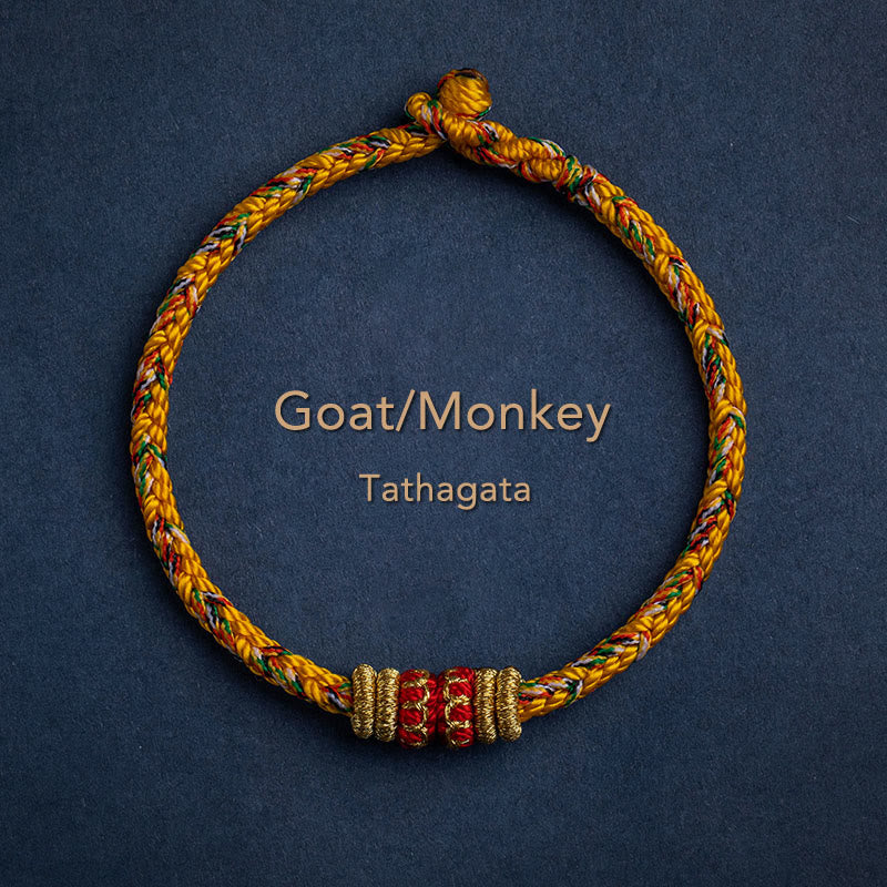 Pulsera de cuerda trenzada de fuerza de la suerte del Buda Natal del zodíaco chino hecha a mano del Tíbet con Buddha Stones