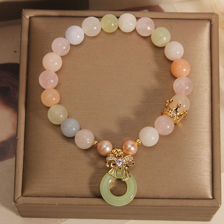 Pulsera de confianza de jade con hebilla de paz de morganita con Buddha Stones
