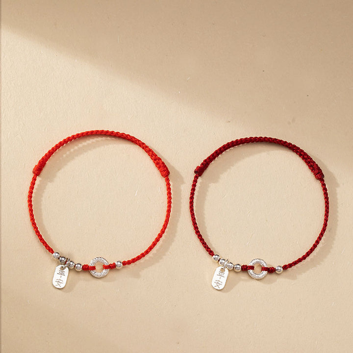 Tobillera con pulsera de sonido y seguridad con hebilla de paz y nubes propicias de Plata de Ley 925 con Buddha Stones