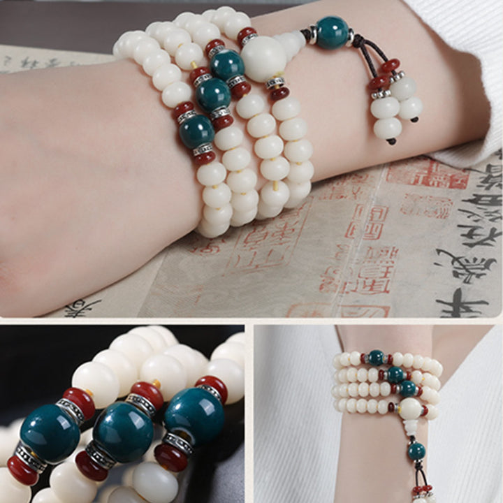 Pulsera con dijes de bendición de loto con cuentas de semillas Bodhi de Buddha Stones