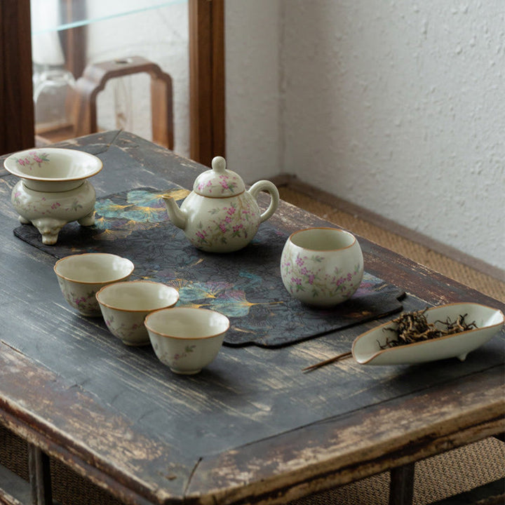 Tazas de té de cerámica de Kung Fu con Buddha Stones , flor de melocotón, Margarita, flor