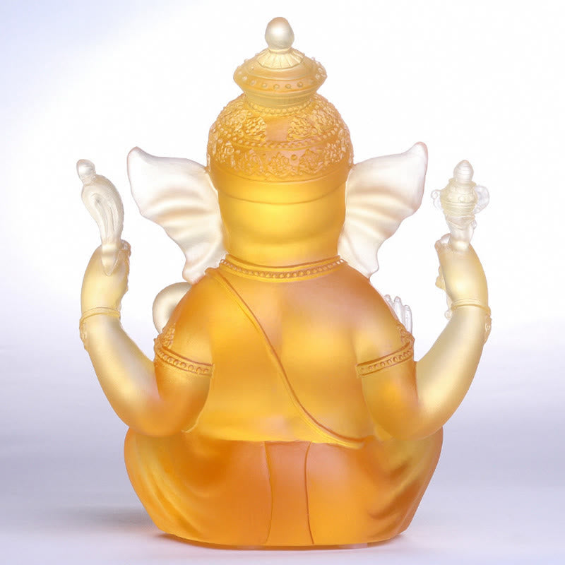 Buddha Stones hechas a mano, Ganesh Ganpati, estatuilla de elefante Liuli, pieza de arte con cristal, estatua de protección, decoración del hogar - image 3