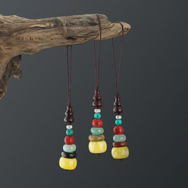Calabaza de madera de ébano y sándalo verde, pagoda de siete capas, decoración positiva para colgar en el teléfono