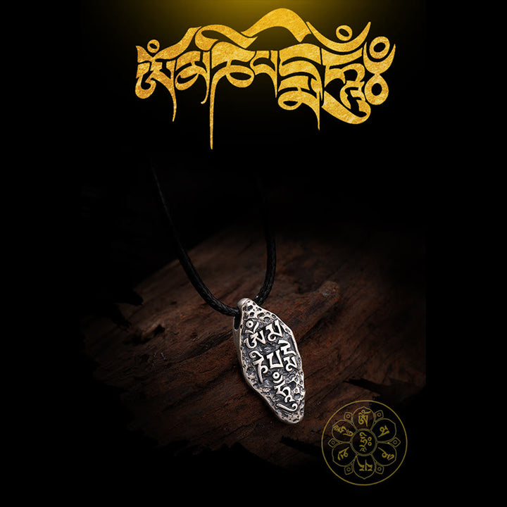Colgante de plata de ley 925 tibetana con Buddha Stones Om Mani Padme Hum Dorje Vajra, colgante de fuerza grabado - image 13