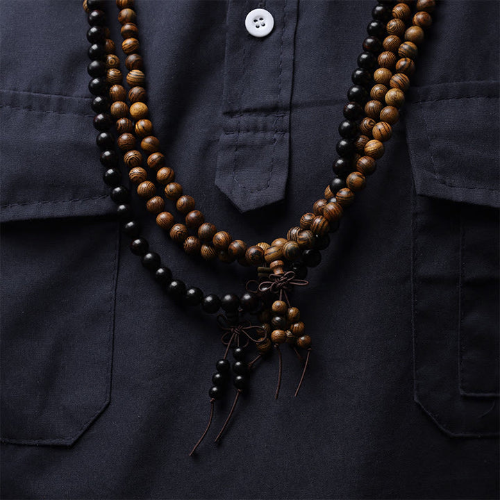 Pulsera de cuentas de Mala con Buddha Stones , 108, oración, meditación, sándalo, elástica