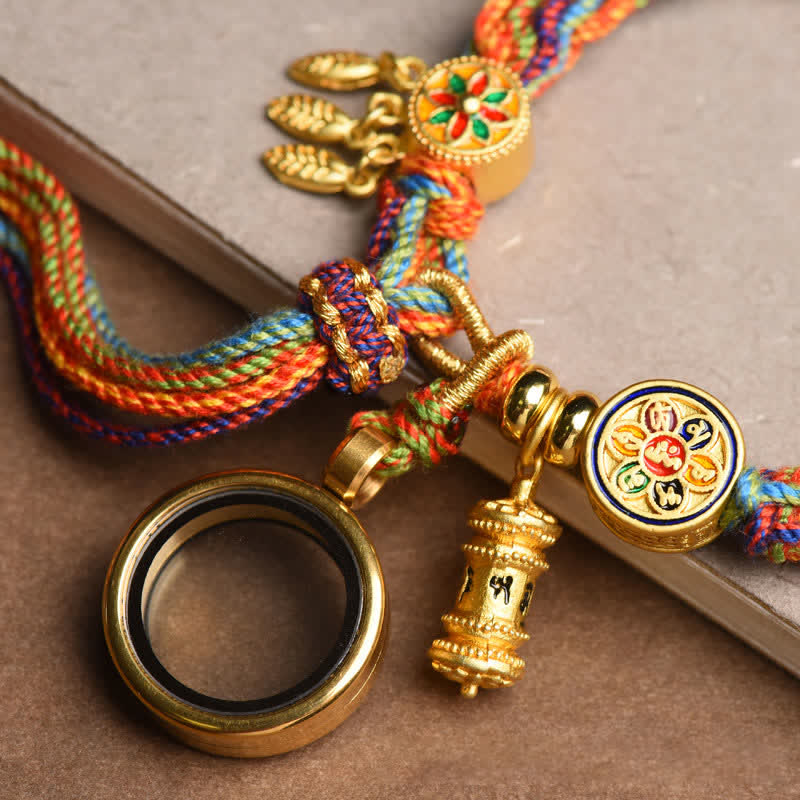 Pulsera de cuerda con nudo de reencarnación colorida, atrapasueños, Om Mani Padme Hum tibetano, Buddha Stones