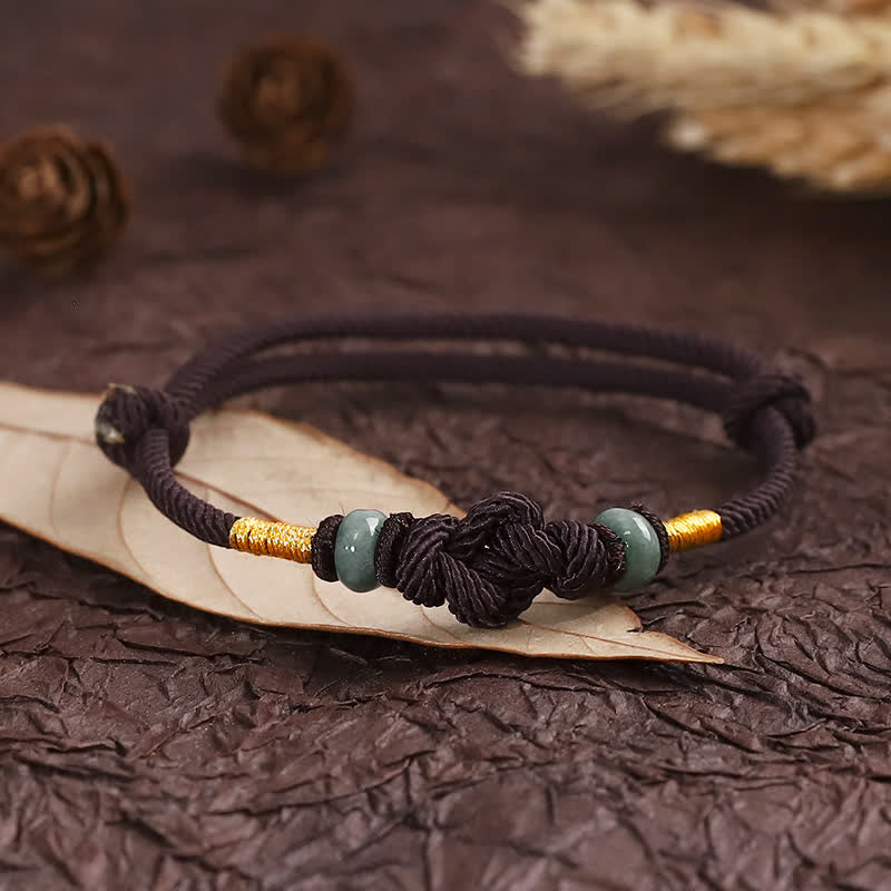 Trae buena suerte hilo rojo Jade fortuna nudo trenzado pulsera de pareja