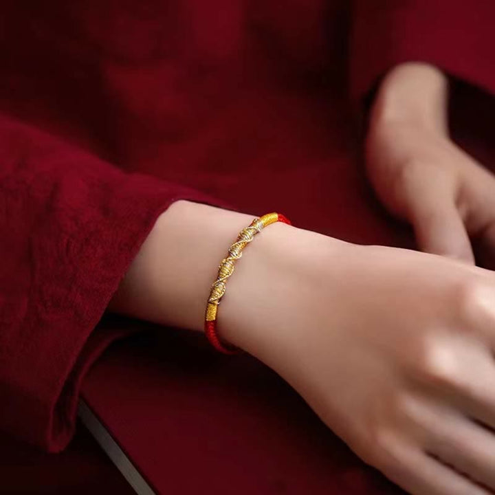 Pulsera trenzada de protección con hilo rojo de la fuerza de la suerte de plata de ley 925 con Buddha Stones