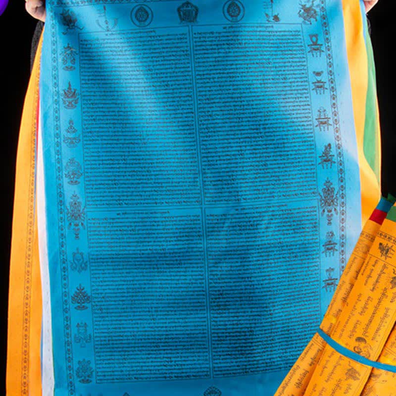 Buddha Stones Bandera de oración tibetana para exteriores con diseño de caballo de viento de 5 colores, símbolo de felicidad y buena fortuna. - 12 metros - image 0