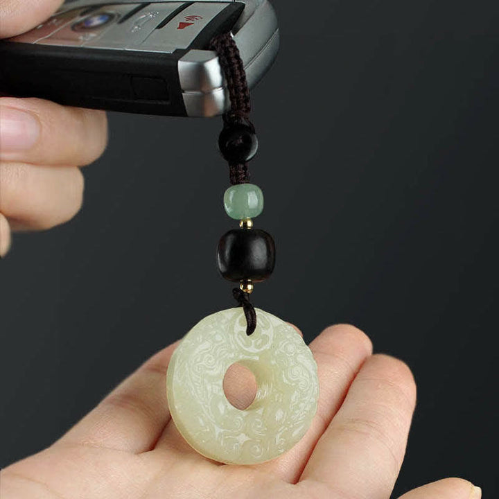 Llavero con hebilla de paz de Jade PiXiu, Buddha Stones , abundancia y riqueza