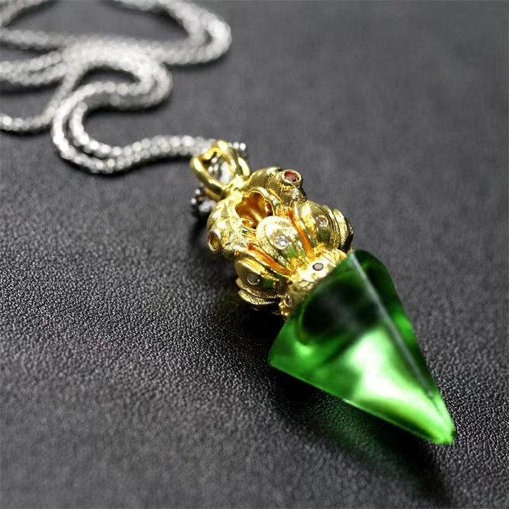 Buddha Stones tibetano Dorje Vajra 4 puntas Lotus Liuli cristal fuerza collar colgante
