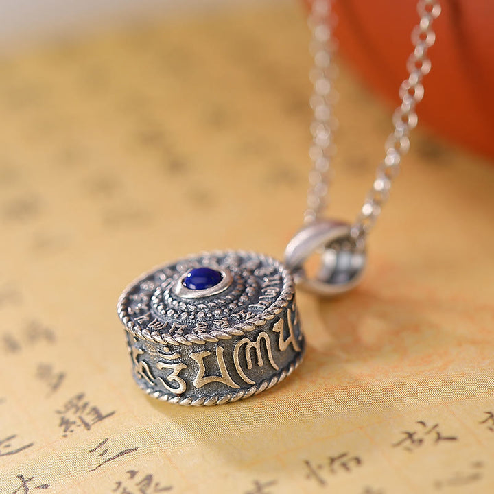 Collar con colgante de plata de ley 925 Om Mani Padme Hum Lazurite Love Peace - image 4