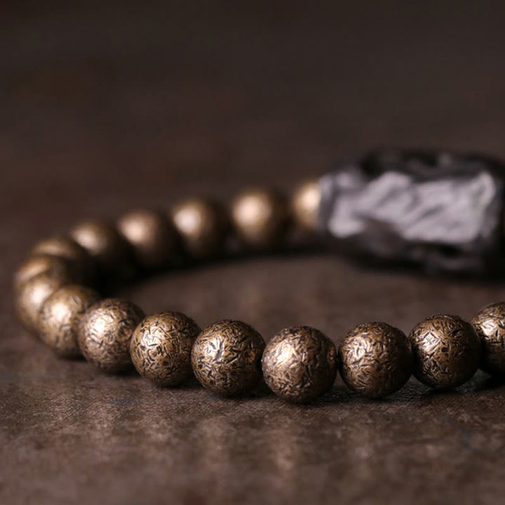 Pulsera con cuentas de equilibrio de paz, cobre, madera de ébano del Tíbet, Buddha Stones