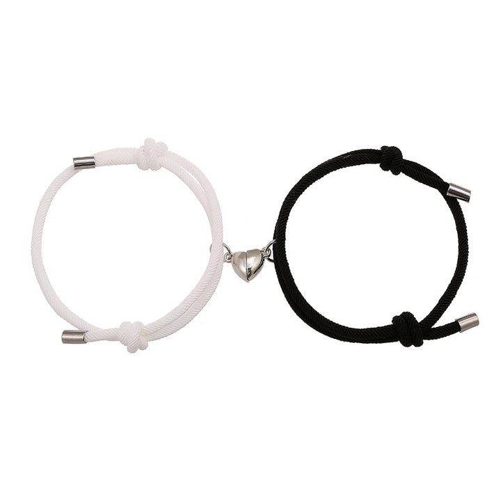 Pulsera de fuerza de cuerda de pareja magnética de amor de 2 piezas