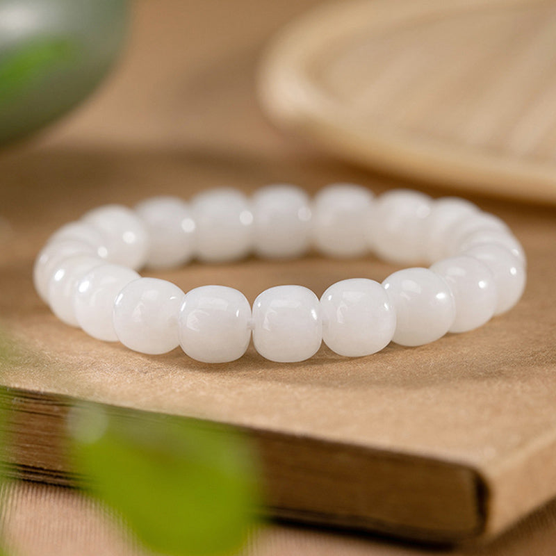 Pulsera de bendición de la felicidad de jade blanco hetiano con Buddha Stones - image 3