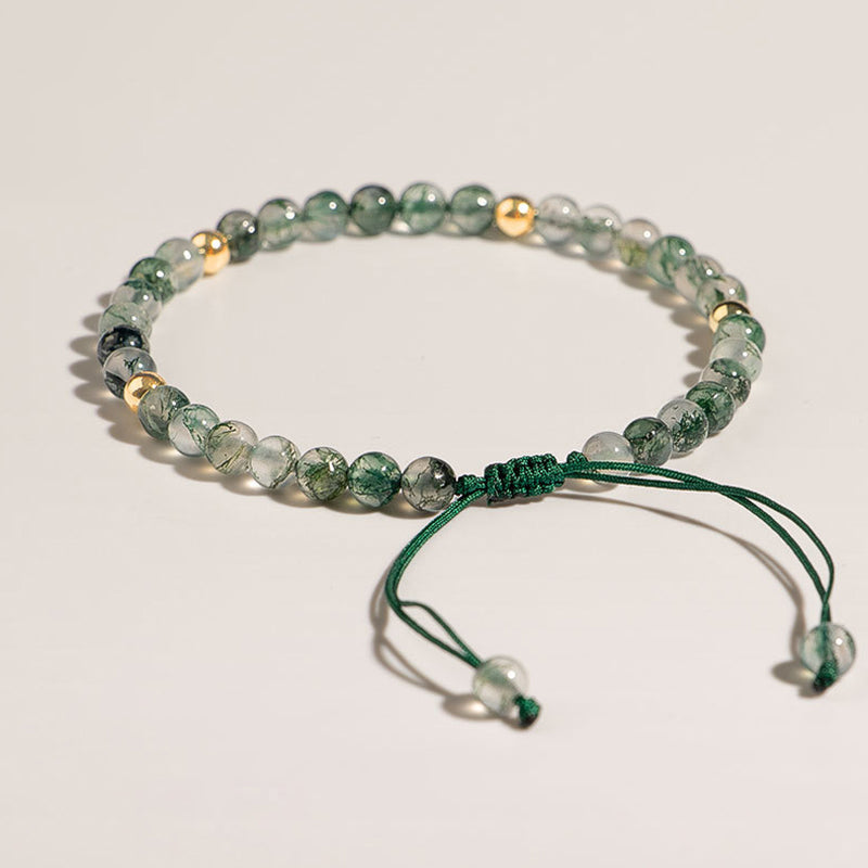 Pulsera Lucky Balance de Ágata Musgosa con Buddha Stones