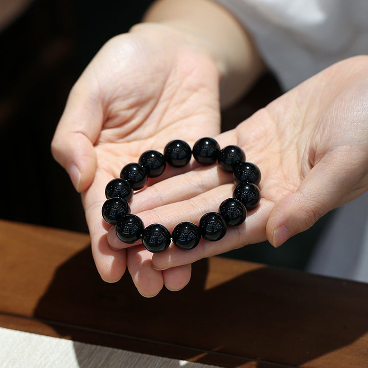 Pulsera de la fortuna de ónix negro natural con Buddha Stones