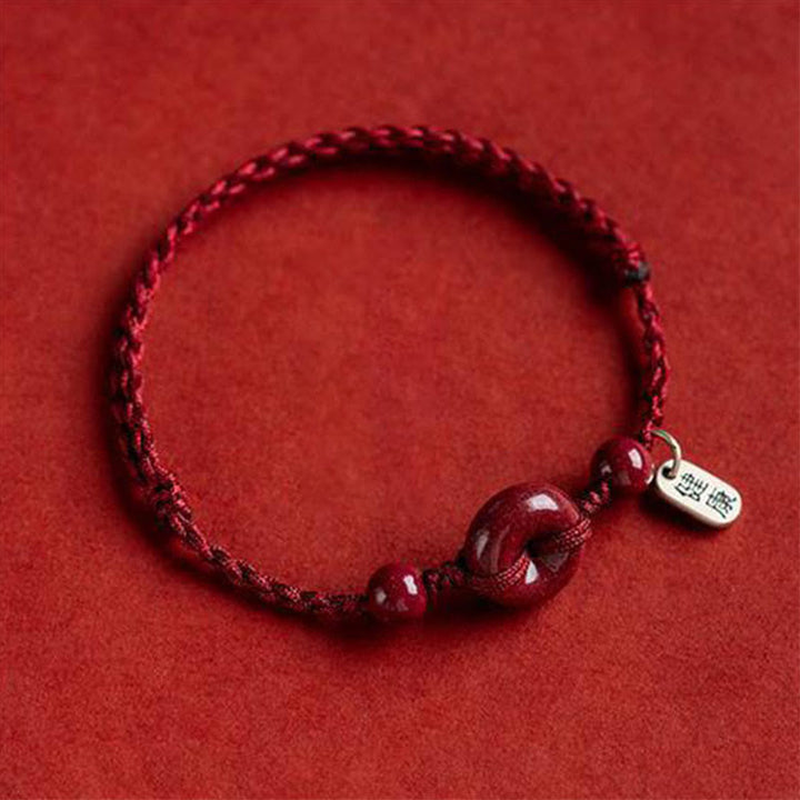 Pulsera tobillera con hebilla de paz de cinabrio hecha a mano con Buddha Stones, abalorio seguro y saludable, pulsera de bendición