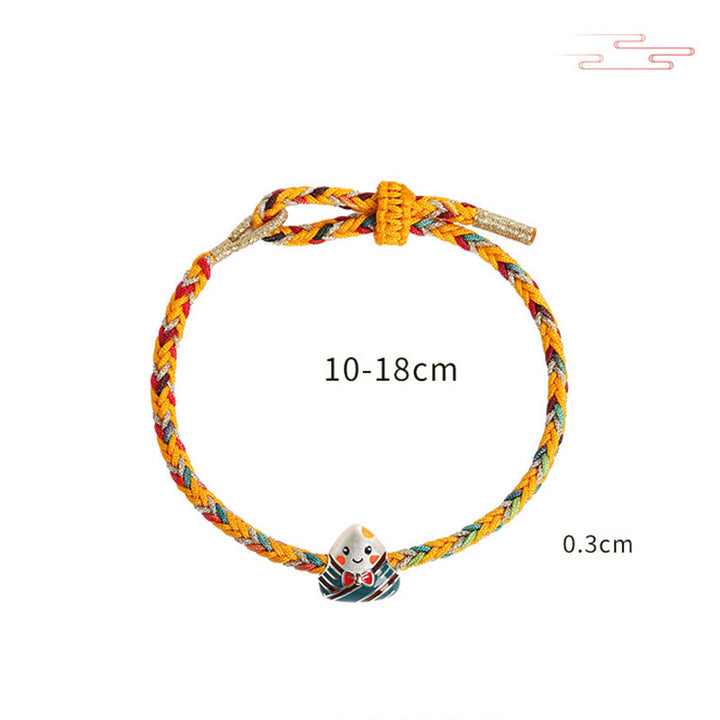 Pulsera de plata de ley 925 con Buddha Stones, dragón, barco, Festival, patrón Zongzi, suerte, hecha a mano, cuerda multicolor, niño y adulto