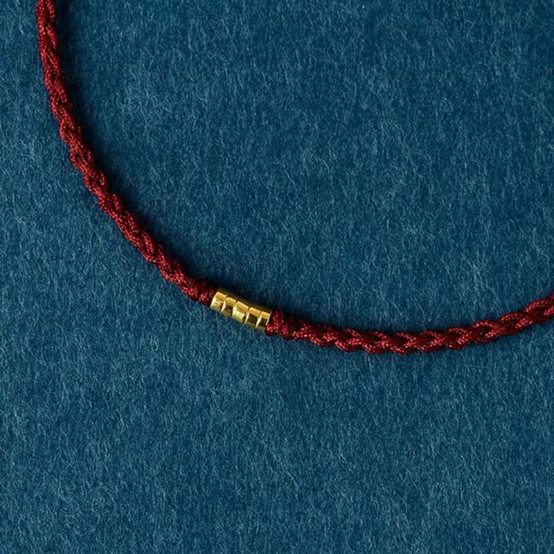 Tobillera de pulsera de hilo trenzado con cuentas doradas de la suerte de plata de ley 925 con Buddha Stones