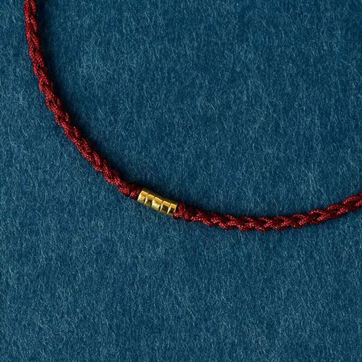 Tobillera de pulsera de hilo trenzado con cuentas doradas de la suerte de plata de ley 925 con Buddha Stones