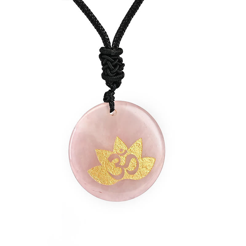 Buddha Stones OM símbolo de loto varios cristales amatista ojo de tigre colgante collar curativo