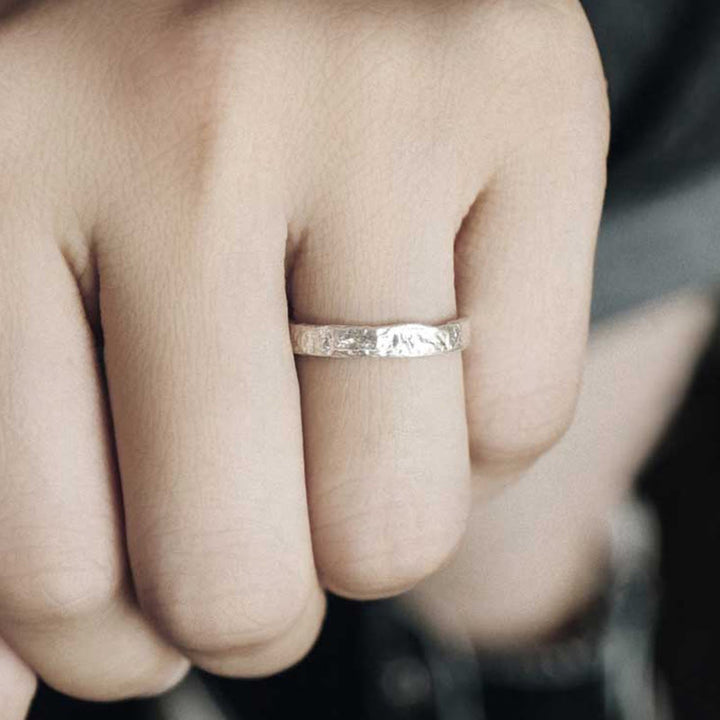 Anillo de pareja de bendición de diseño simple de plata de ley 925 - 3 mm - image 2