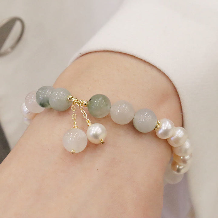 Pulsera de sinceridad curativa de jade y perlas naturales de Buddha Stones