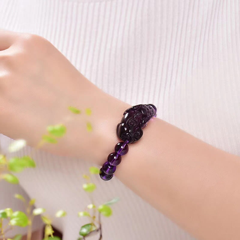 Pulsera de riqueza de fortuna con amatista Feng Shui de Buddha Stones