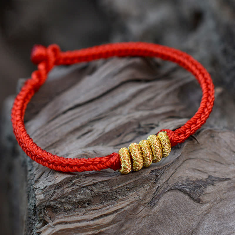 Pulsera de cuerda trenzada de fuerza de la suerte anudada china de diseño simple hecha a mano