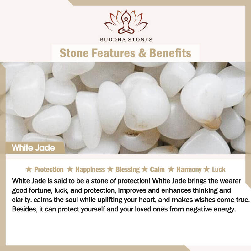 Pendientes de tuerca con diseño de flor de jade blanco y Buddha Stones