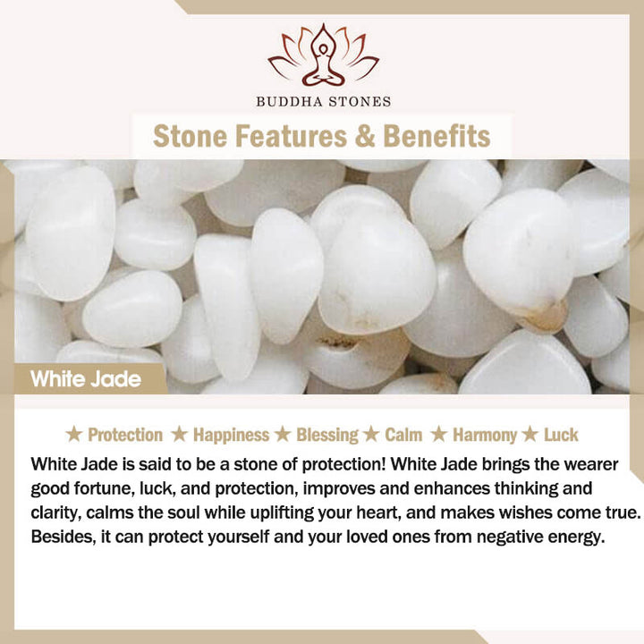 Pendientes de tuerca con diseño de flor de jade blanco y Buddha Stones
