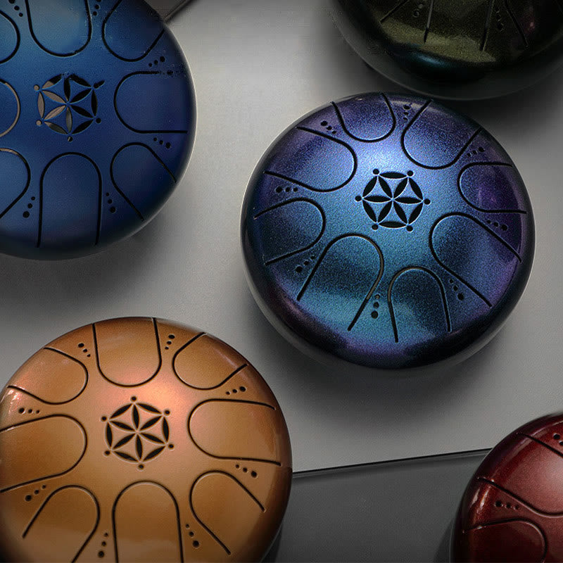Buddha Stones Steel Tongue Drum Sound Healing Meditación Yoga Drum Kit 8 Notas 5 pulgadas con bolsa de transporte