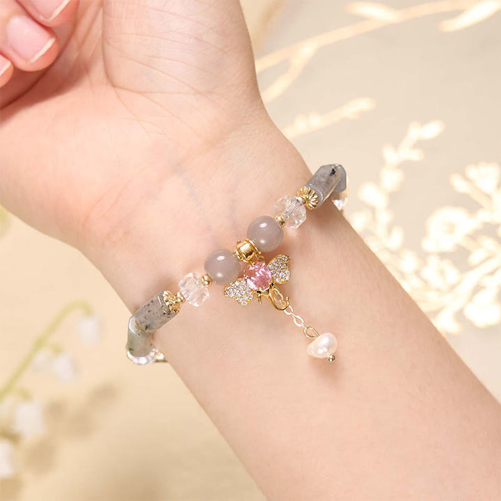 Pulsera con dije de elefante positivo, Buddha Stones , amatista, aventurina verde, cuarzo fresa