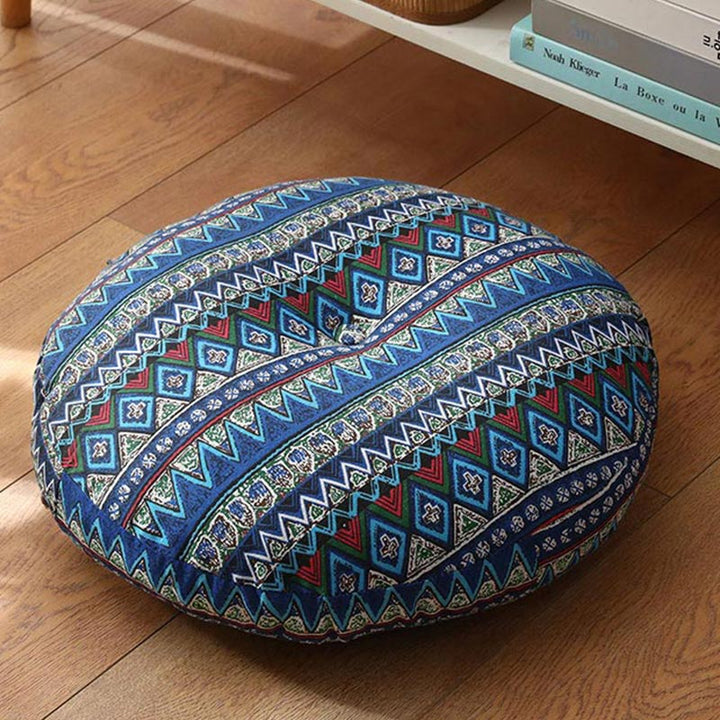 Cojín de lino con diseño simple de loto y Buddha Stones para meditación, decoración para el hogar y la sala de estar.