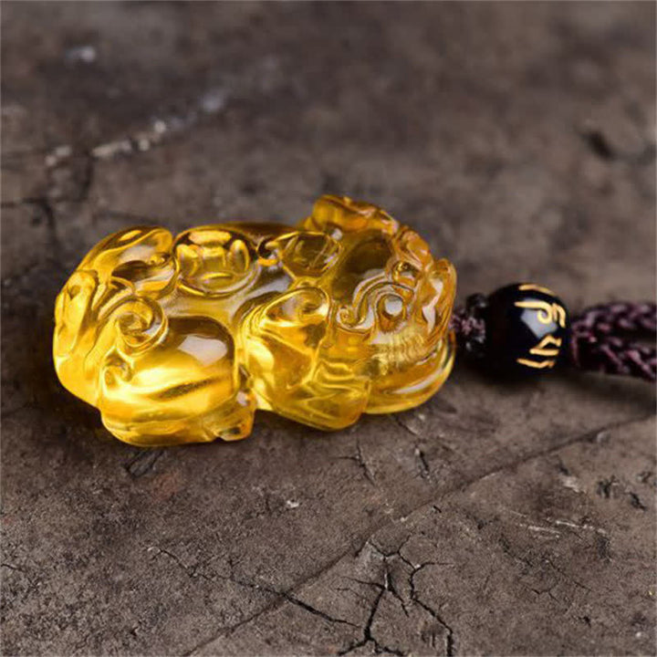 Colgante de collar de riqueza de Buddha Stones FengShui citrino PiXiu - image 5
