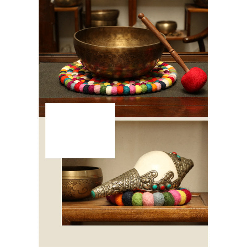 Buddha Stones Cojín decorativo de lana afieltrada hecho a mano con cuenco tibetano. - image 8