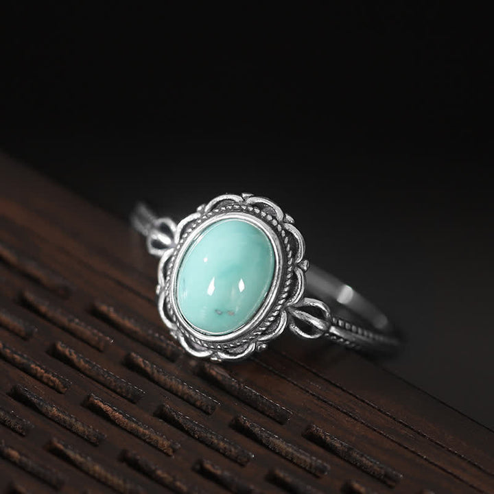 Anillo de protección de ágata roja turquesa tibetana de plata de ley 925