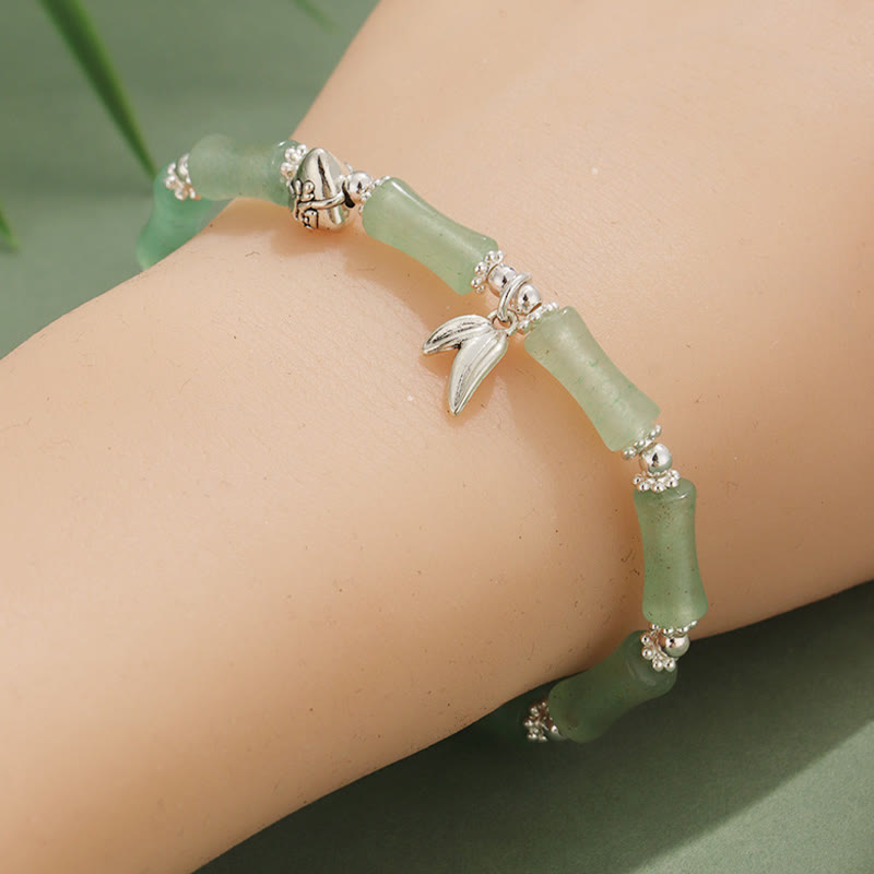 Buddha Stones Peridoto Jade Blanco Fresa Cuarzo Aventurina Verde Bambú Fu Carácter Suerte Pulsera